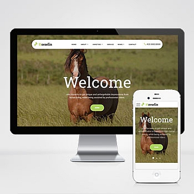 养马场畜牧业英文网站模板 自适应手机端养殖场网站模板下载
